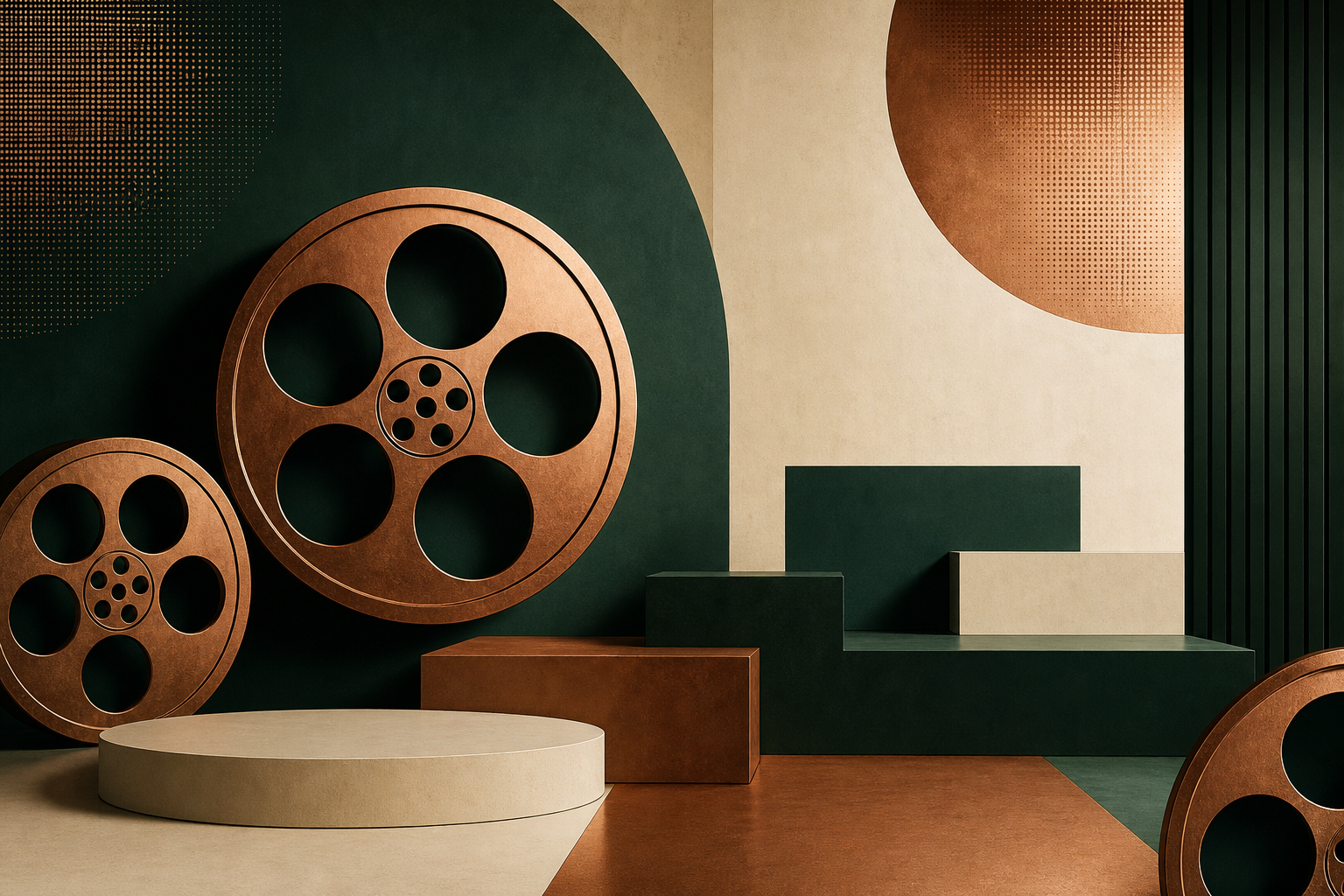 Abstract studio blocks in retro colours