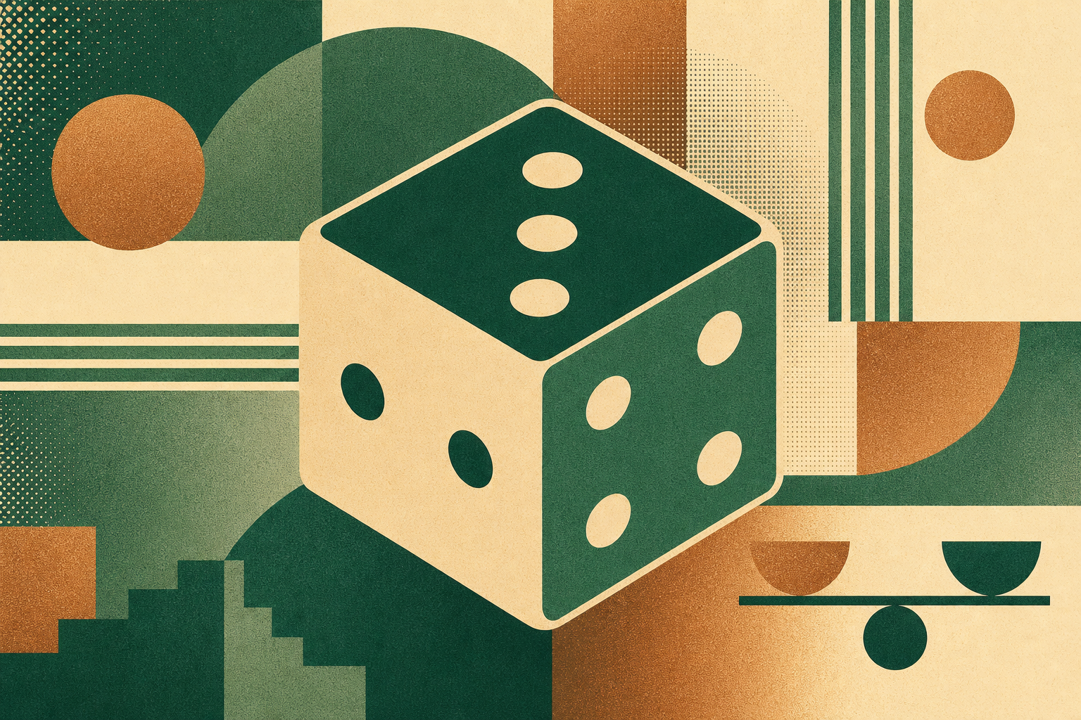 Abstract geometric dice motif